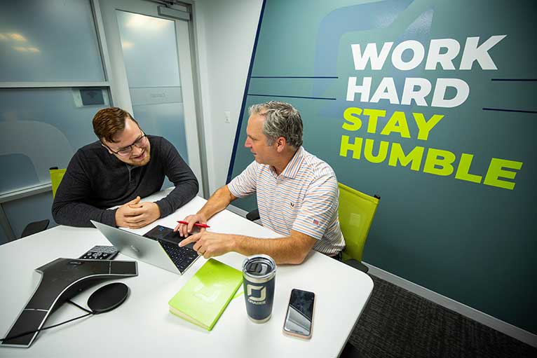 Team members working on a cloud application development project