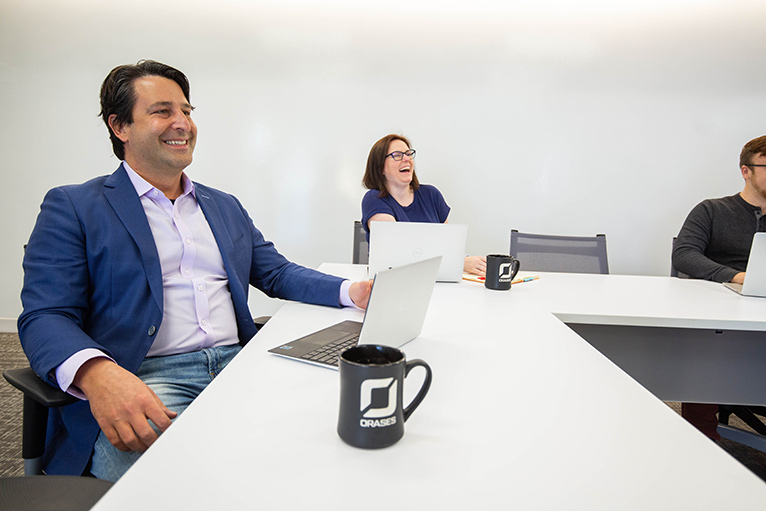 development team working on custom ERP software